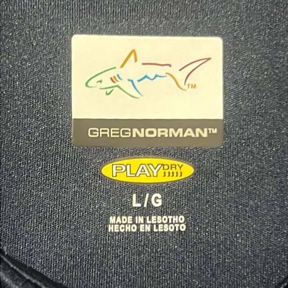 Greg Norman Men's Polo Shirt - Navy with playful golf course imagery print sz L - Picture 7 of 10